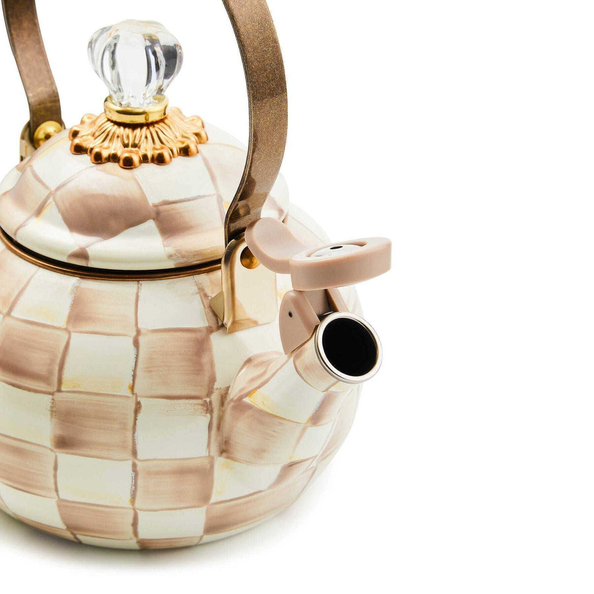 Mocha Check Whistling Tea Kettle by MacKenzie-Childs