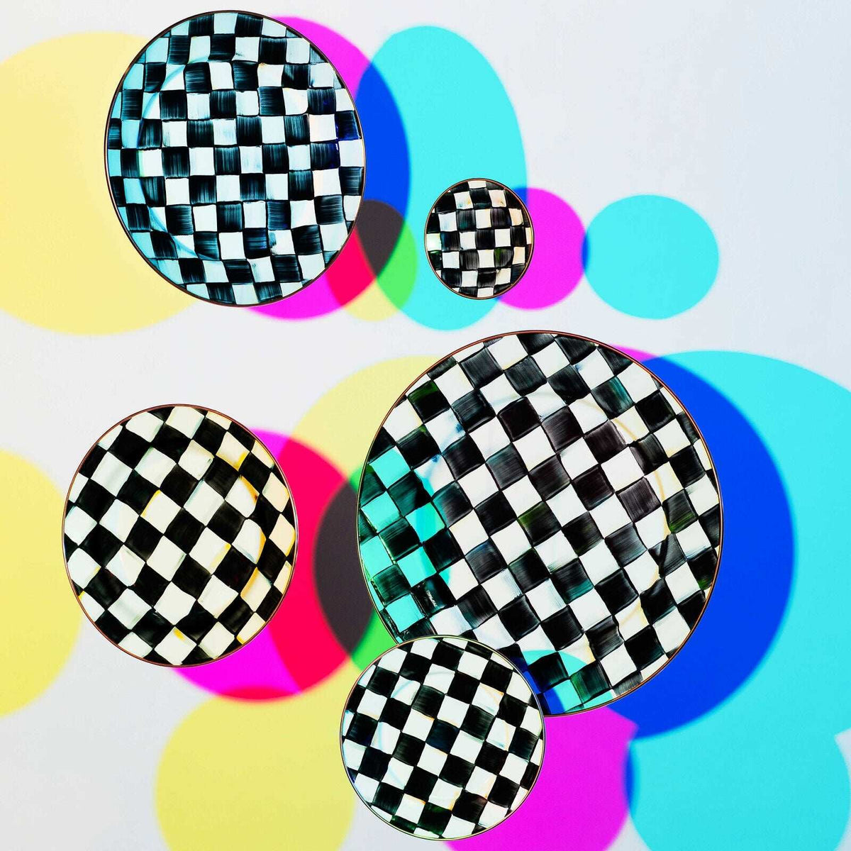 Luxury Dining - Courtly Check Enamel Dinner Plate by Mackenzie Childs