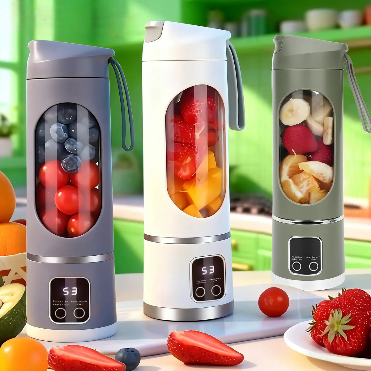 Portable, rechargeable mini blender (suitable for fruit, vegetables, etc.)—enjoy smoothies anytime, anywhere. Perfect for travel, back-to-school, or workouts