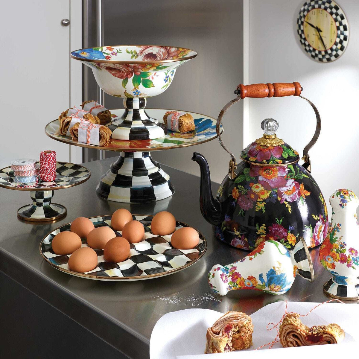 Courtly Check Mini Pedestal Platter by Mackenzie-Childs