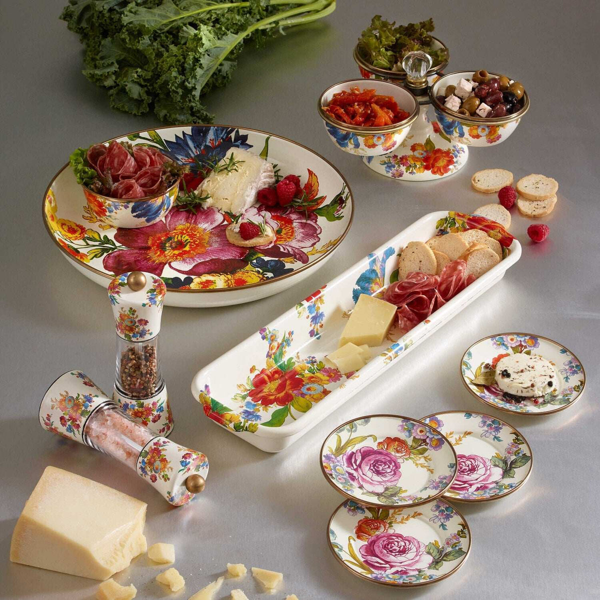 MacKenzie-Childs White Flower Market Abundant Bowl