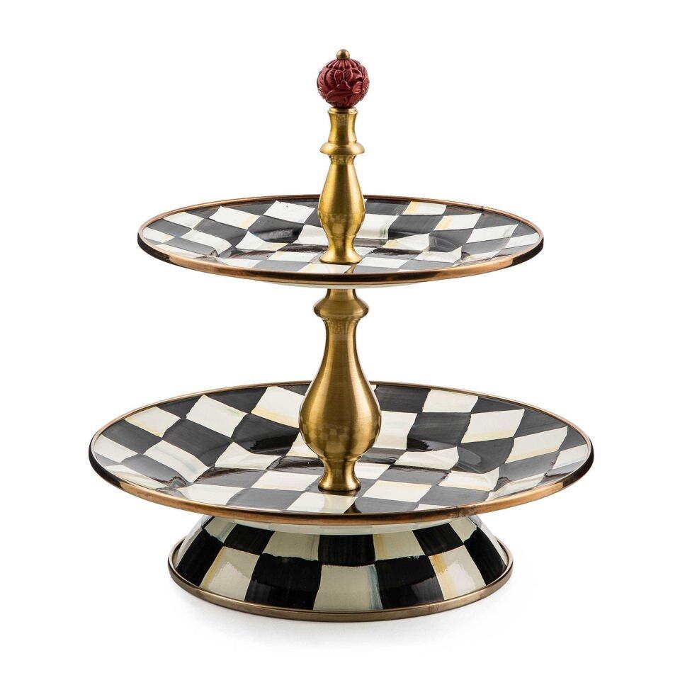 Courtly Check Enamel Two Tier Sweet Stand