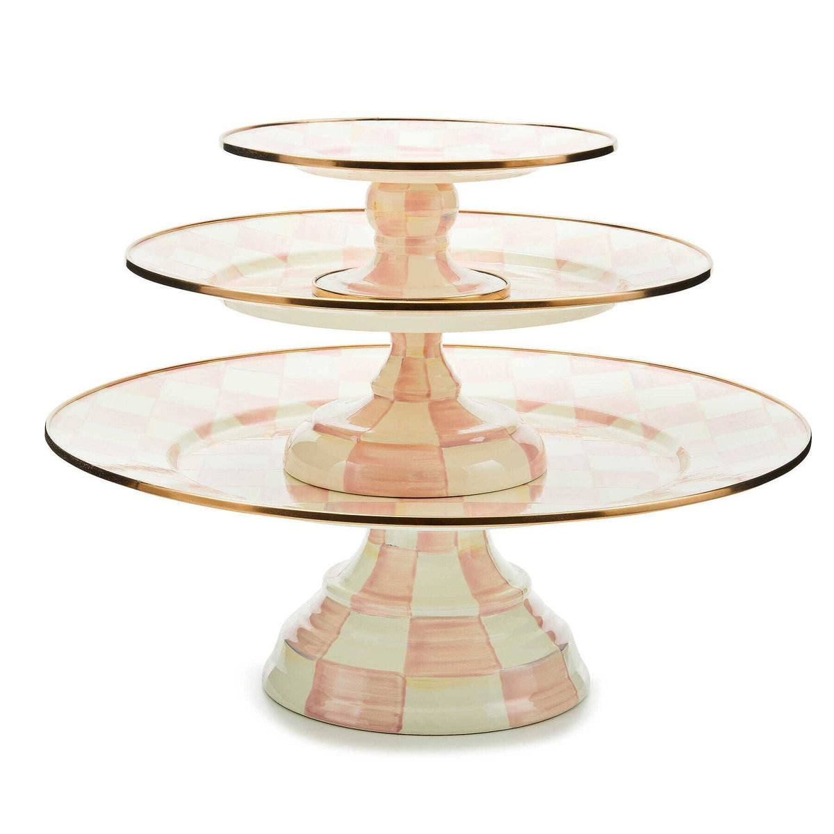 MacKenzie-Childs Rosy Check Small Pedestal Platter