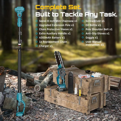 2-in-1 Cordless Mini Chainsaw and Pole Saw with 16-Foot Extension Pole