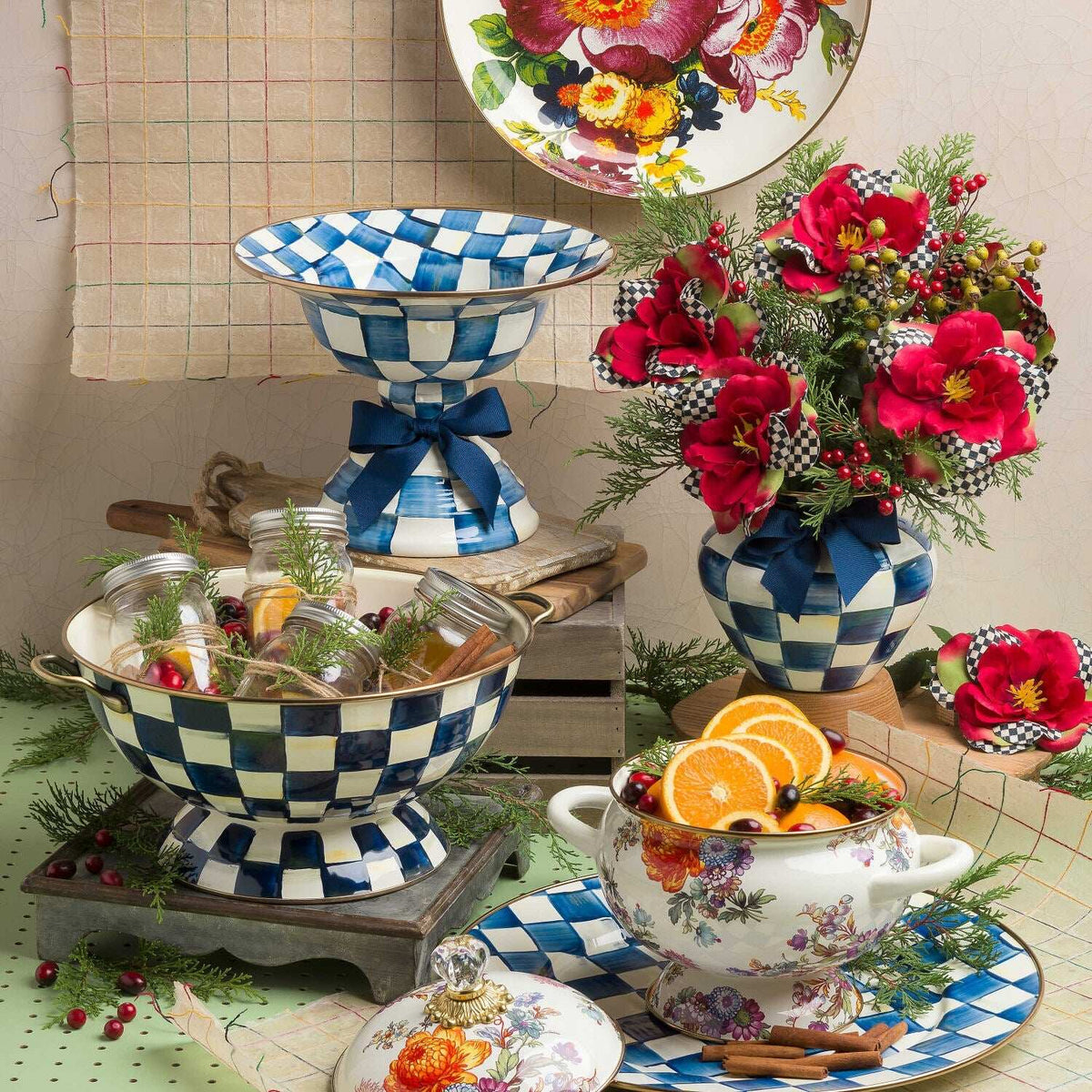 MacKenzie-Childs White Flower Market Abundant Bowl