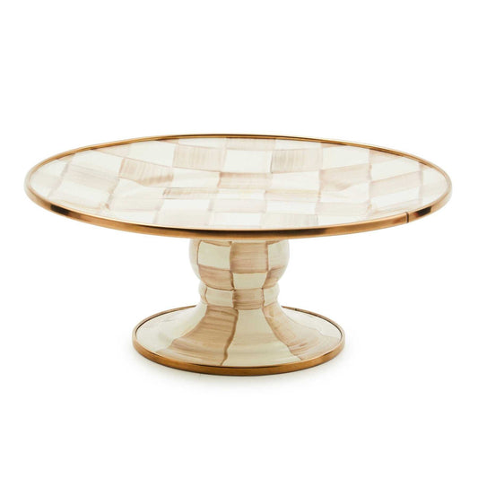 Mocha Check Mini Pedestal Platter by Mackenzie-Childs