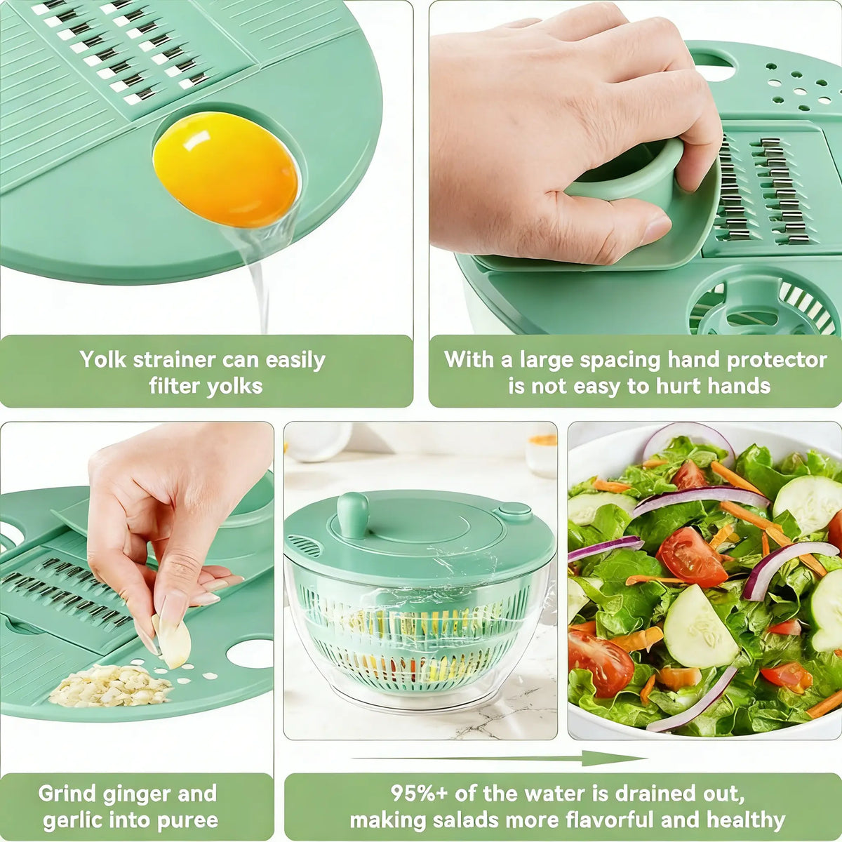 3-in-1 Vegetable and Fruit Washing Dish, Kitchen Tool Set, Large Salad Dehydrator