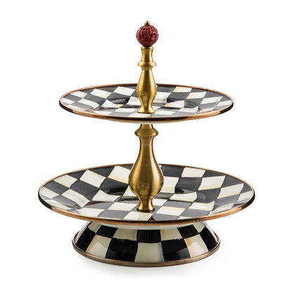 Courtly Check Enamel Two Tier Sweet Stand