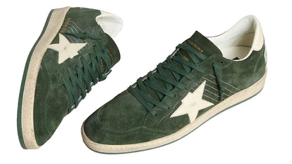 Golden Goose Ball Star in green suede with white leather star and heel tab