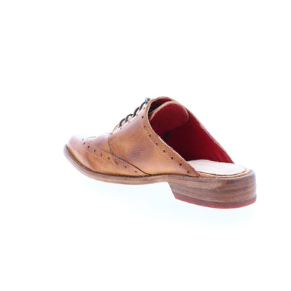 Bed Stu Mickie F373172 Womens Brown Leather Lace Up Mule Flats Shoes
